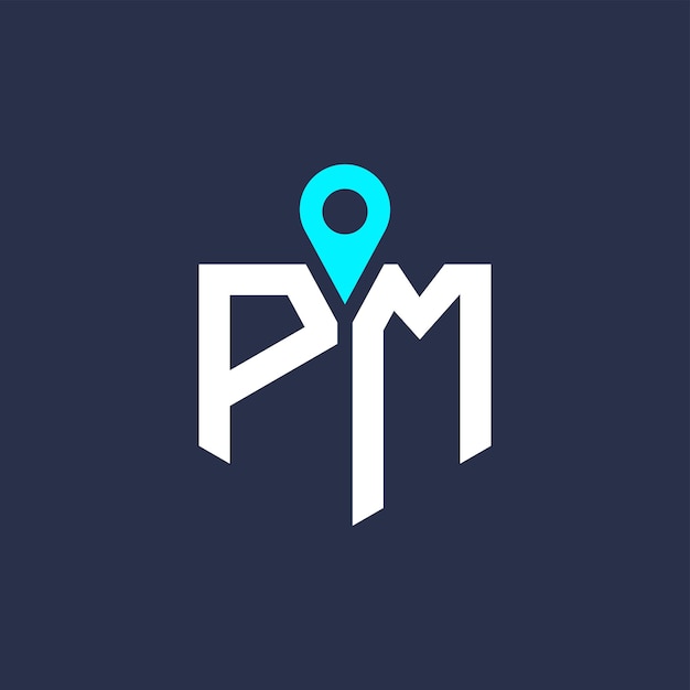 Diseño del logotipo de la ubicación del PM para el reclutamiento y la navegación Carta Icono vectorial del logotipo del PM