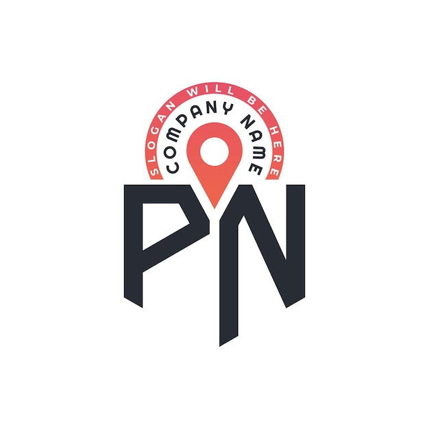 Diseño de logotipo de ubicación de PN para reclutamiento de recursos humanos y navegación Carta Logotipo de PN con icono de ubicación para negocios y tecnología