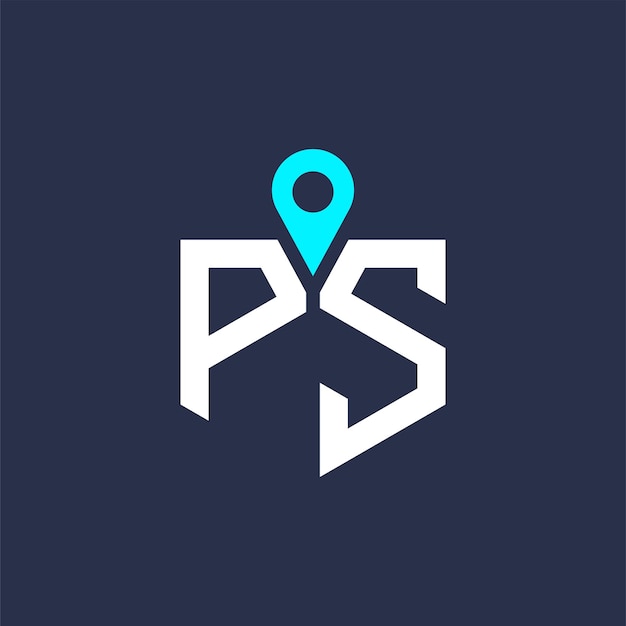 Diseño del logotipo de ubicación de PS para reclutamiento y navegación Carta Icono vectorial del logotipo PS