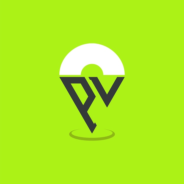 Diseño de logotipo de ubicación PV Letras Modernas Iniciales Logotipo PV Pinpoint para aplicaciones de mapas de navegación y negocios basados en la ubicación