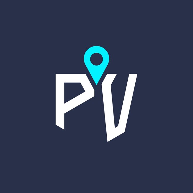 Diseño de logotipo de ubicación PV para reclutamiento y navegación Letra Icono vectorial de logotipo PV