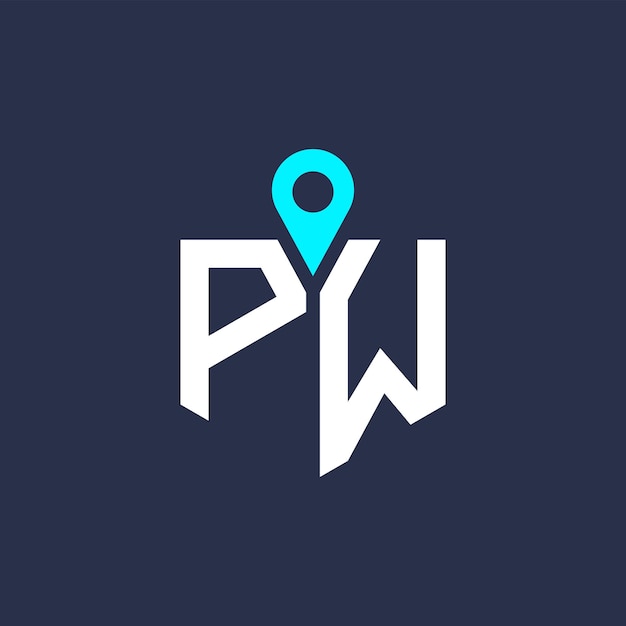 Diseño del logotipo de la ubicación de PW para el reclutamiento y la navegación Letra Icono vectorial del logotipo PW