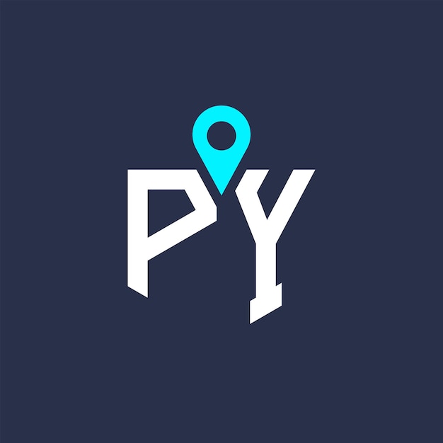Diseño del logotipo de la ubicación de PY para el reclutamiento y la navegación Letra Icono vectorial del logotipo PY