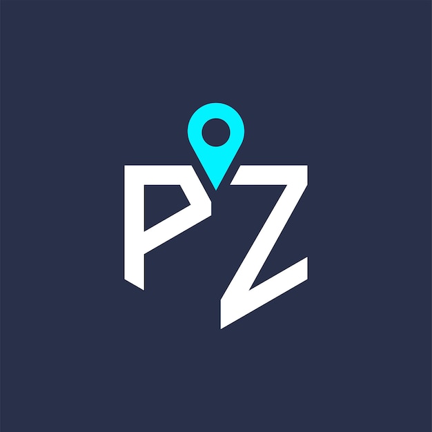 Diseño del logotipo de la ubicación de PZ para el reclutamiento y la navegación Letra Icono vectorial del logotipo PZ