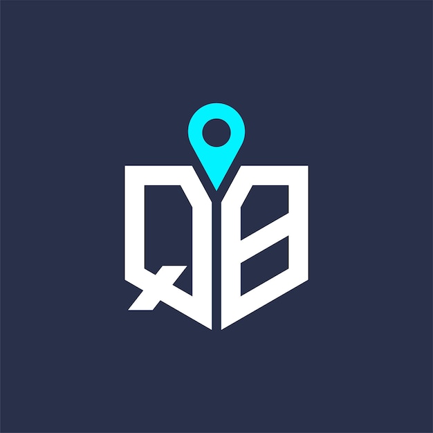 Diseño de logotipo de ubicación de QB para reclutamiento y navegación Carta Icono vectorial de logotipo QB