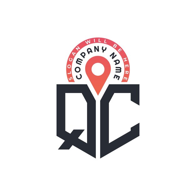 Diseño de logotipo de ubicación de QC para reclutamiento de recursos humanos y carta de navegación Logotipo de QC con icono de ubicación para negocios y tecnología