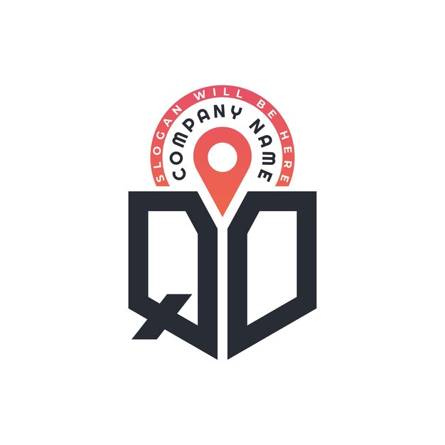 Diseño de logotipo de ubicación QD para reclutamiento de recursos humanos y carta de navegación Logotipo QD con icono de ubicación para negocios y tecnología