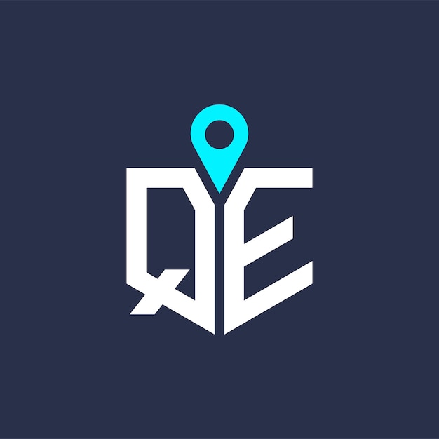 Diseño del logotipo de la ubicación QE para el reclutamiento y la navegación Carta Icono vectorial del logotipo QE
