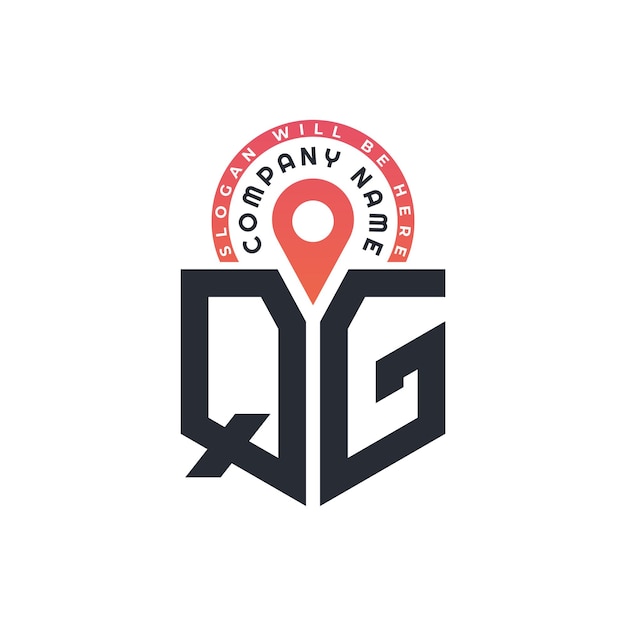 Diseño de logotipo de ubicación de QG para reclutamiento de recursos humanos y carta de navegación Logotipo de QG con icono de ubicación para negocios y tecnología