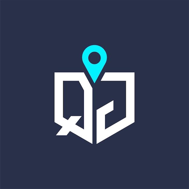 Diseño del logotipo de la ubicación de QJ para el reclutamiento y la navegación Carta Icono vectorial del logotipo QJ