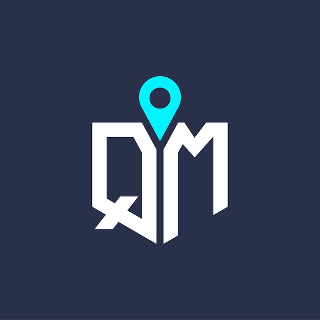 Diseño de logotipo de ubicación de QM para reclutamiento y navegación Carta Icono vectorial del logotipo de QM