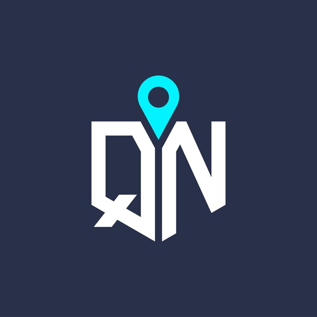 Diseño del logotipo de la ubicación de QN para el reclutamiento y la navegación Letra Icono vectorial del logotipo QN