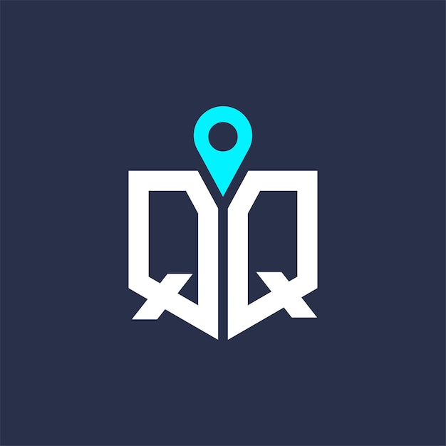 Diseño de logotipo de ubicación de QQ para reclutamiento y navegación Carta Icono vectorial de logotipo QQ