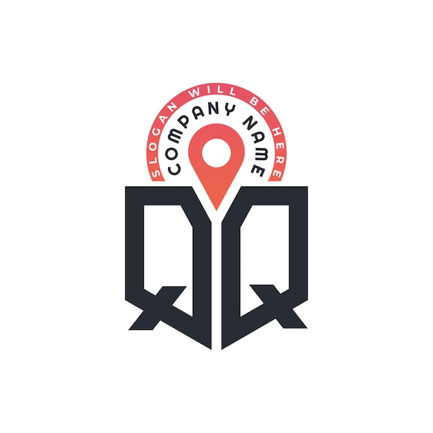 Diseño de logotipo de ubicación de QQ para reclutamiento de recursos humanos y carta de navegación Logotipo de QQ con icono de ubicación para negocios y tecnología