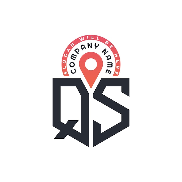 Diseño de logotipo de ubicación de QS para reclutamiento de recursos humanos y navegación Logotipo de letra QS con icono de ubicación para negocios y tecnología