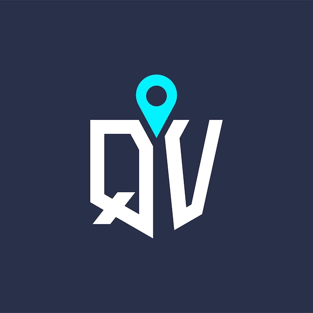 Diseño de logotipo de ubicación QV para reclutamiento y navegación Letra Icono vectorial de logotipo QV