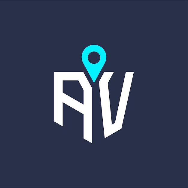 Diseño de logotipo de ubicación para reclutamiento y navegación Letra AV Icono vectorial de logotipo AV