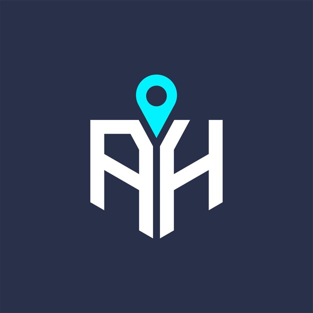 Diseño de logotipo de ubicación para reclutamiento y navegación Letra icono vectorial de logotipo AH