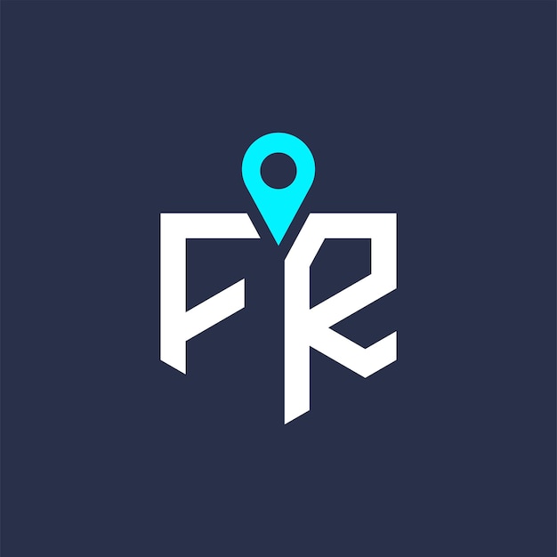 Diseño de logotipo de ubicación para reclutamiento y navegación Letra icono vectorial del logotipo de FR