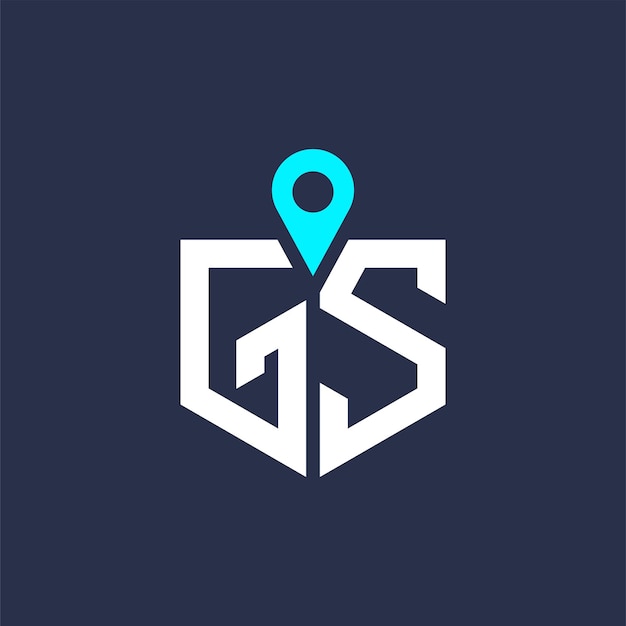 Diseño de logotipo de ubicación para reclutamiento y navegación Letra Icono vectorial del logotipo de GS