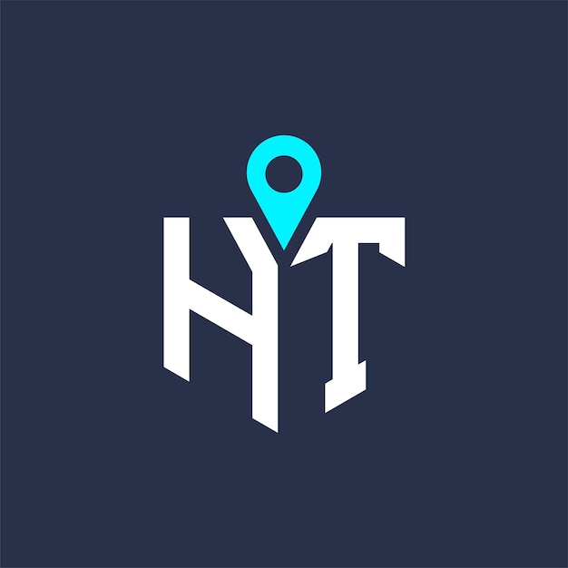 Diseño de logotipo de ubicación para reclutamiento y navegación Letra icono vectorial de logotipo HT