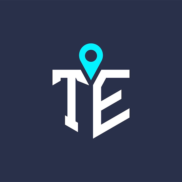 Diseño del logotipo de la ubicación para el reclutamiento y la navegación Letra Icono vectorial del logotipo TE
