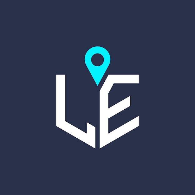 Diseño del logotipo de la ubicación para el reclutamiento y la navegación Letra Icono vectorial del logotipo LE