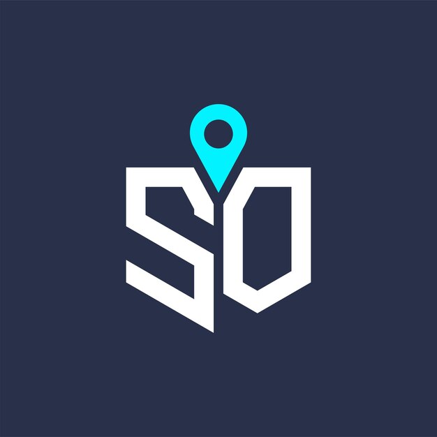 Diseño del logotipo de la ubicación SO para el reclutamiento y la navegación Letra Icono vectorial del logotipo SO