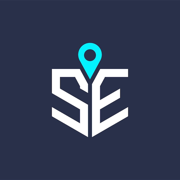 Diseño del logotipo de la ubicación SE para el reclutamiento y la navegación Letra Icono vectorial del logotipo SE
