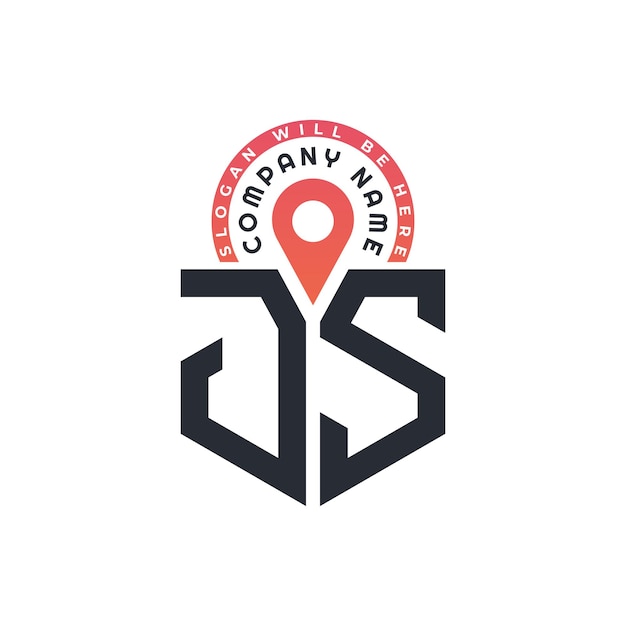 Diseño de logotipo de ubicación para reclutamiento de recursos humanos y carta de navegación JS Logotipo de ubicación con icono de ubicación para negocios y tecnología
