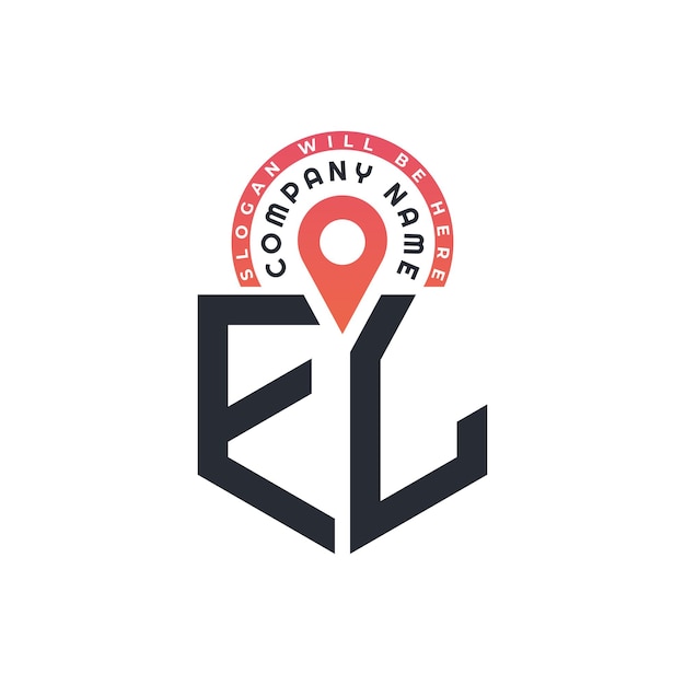 Diseño del logotipo de ubicación de EL para el reclutamiento de recursos humanos y la carta de navegación Logotipo de EL con icono de ubicación para negocios y tecnología