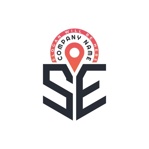 Diseño del logotipo de la ubicación de SE para el reclutamiento de recursos humanos y la carta de navegación Logotipo de SE con icono de ubicación para negocios y tecnología
