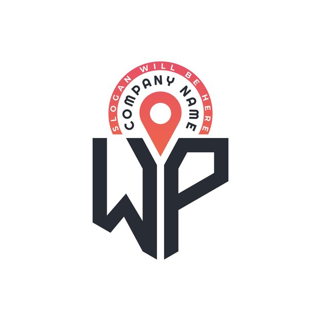 Diseño de logotipo de ubicación para reclutamiento de recursos humanos y carta de navegación WP Logotipo con icono de ubicación para negocios y tecnología