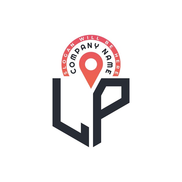 Diseño de logotipo de ubicación para reclutamiento de recursos humanos y navegación Carta LP Logotipo con icono de ubicación para negocios y tecnología LP