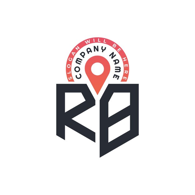 Diseño de logotipo de ubicación para reclutamiento de recursos humanos y navegación Carta RB Logotipo con icono de ubicación para negocios y tecnología RB