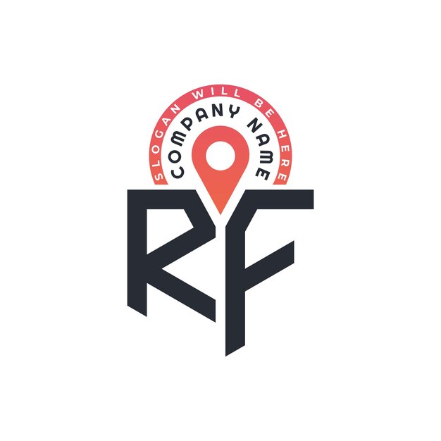 Diseño de logotipo de ubicación para reclutamiento de recursos humanos y navegación Carta RF Logotipo de RF con icono de ubicación para negocios y tecnología