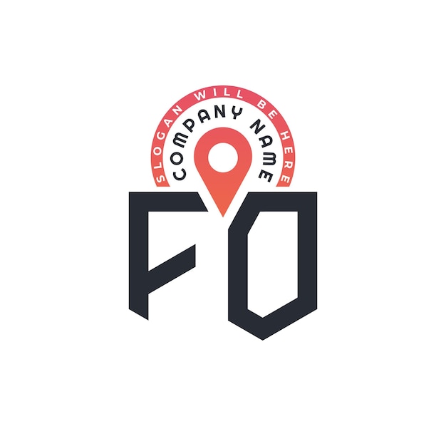 Diseño de logotipo de ubicación para reclutamiento de recursos humanos y navegación Letra FO Logotipo con icono de ubicación para negocios y tecnología