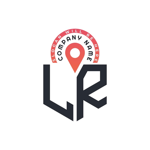 Diseño de logotipo de ubicación para reclutamiento de recursos humanos y navegación Letra LR Logotipo con icono de ubicación para negocios y tecnología