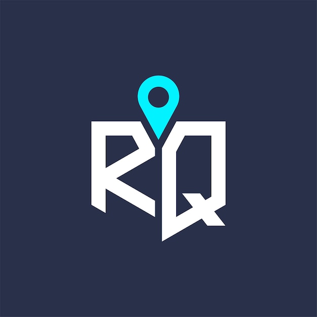 Diseño del logotipo de la ubicación de RQ para el reclutamiento y la navegación Letra Icono vectorial del logotipo RQ