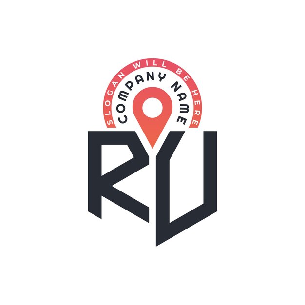 Diseño del logotipo de la ubicación de la RU para el reclutamiento de recursos humanos y la carta de navegación Logotipo de laRU con icono de ubicación para negocios y tecnología