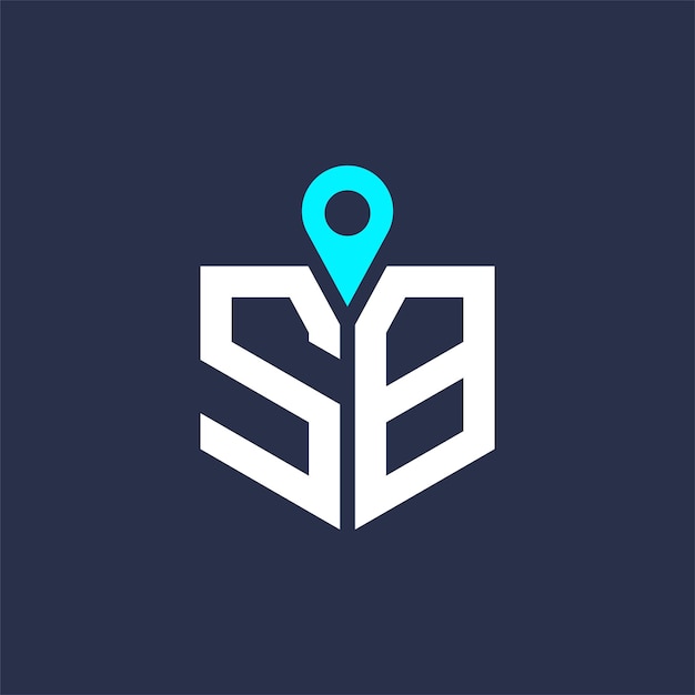 Diseño del logotipo de ubicación de SB para reclutamiento y navegación Letra icono vectorial del logotipo SB