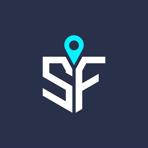 Diseño de logotipo de ubicación de SF para reclutamiento y navegación Carta icono vectorial del logotipo de SF