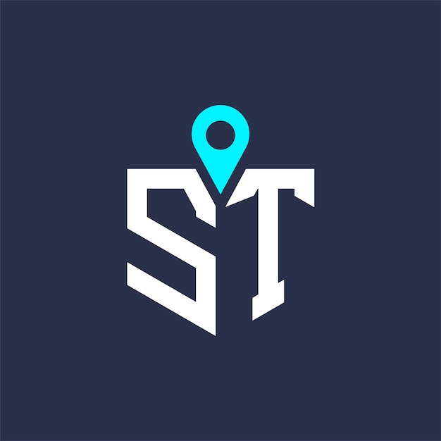 Diseño del logotipo de la ubicación de ST para el reclutamiento y la navegación Letra Icono vectorial del logotipo ST