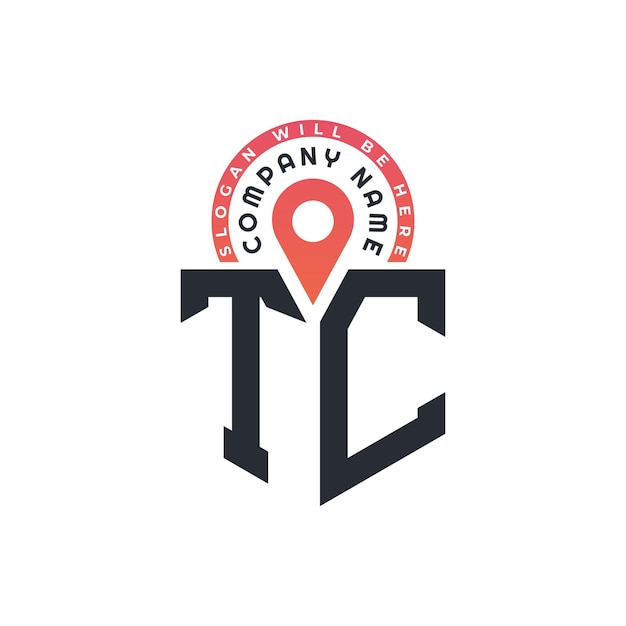 Diseño del logotipo de ubicación de TC para el reclutamiento de recursos humanos y la carta de navegación Logotipo de TC con icono de ubicación para negocios y tecnología