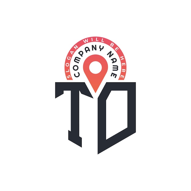 Diseño del logotipo de ubicación de TD para el reclutamiento de recursos humanos y la carta de navegación Logotipo de TD con icono de ubicación para negocios y tecnología