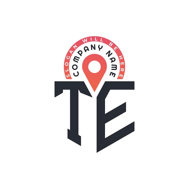 Diseño de logotipo de ubicación de TE para reclutamiento de recursos humanos y carta de navegación Logotipo de TE con icono de ubicación para negocios y tecnología