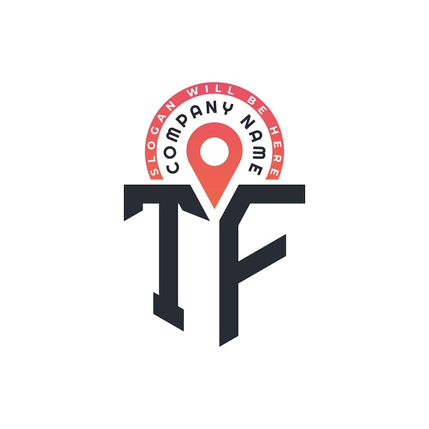 Diseño del logotipo de ubicación de TF para el reclutamiento de recursos humanos y la carta de navegación Logotipo de TF con icono de ubicación para negocios y tecnología
