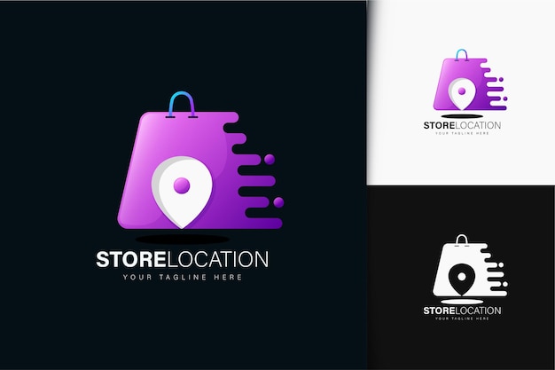 Diseño de logotipo de ubicación de tienda con degradado.