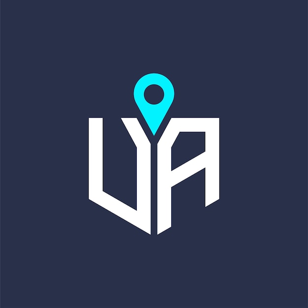 Diseño de logotipo de ubicación de UA para reclutamiento y navegación Carta Icono vectorial de logotipo UA