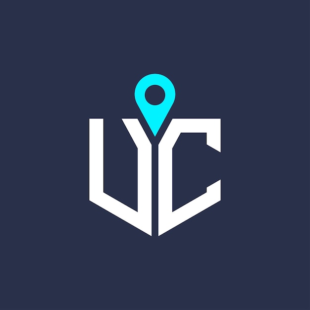Diseño del logotipo de la ubicación de la UC para el reclutamiento y la navegación Carta icono vectorial del logotipio de la UC